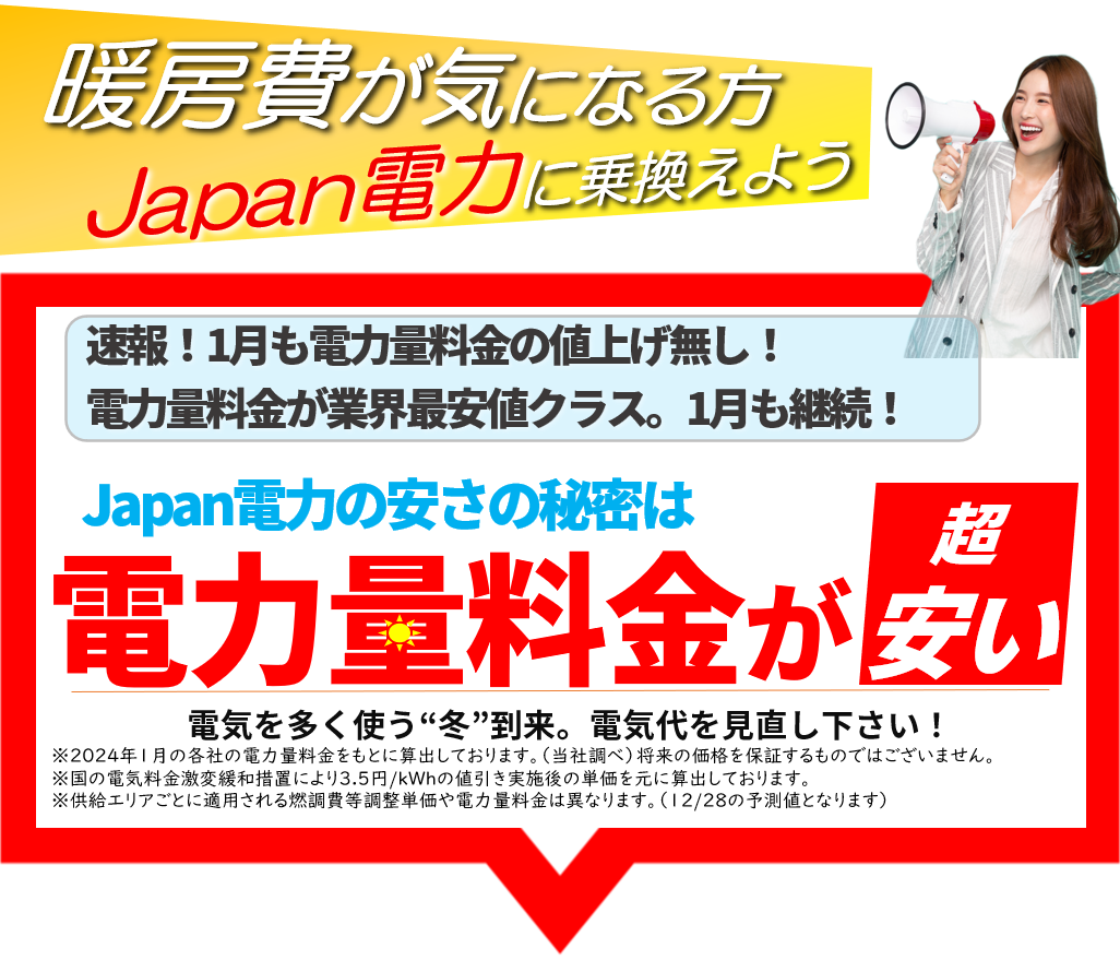 日本で安い電気はJapan電力です。