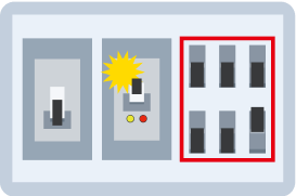 配線用遮断器を「入」にした時に漏電遮断器が切れた場合、その回線に漏電の可能性があります。